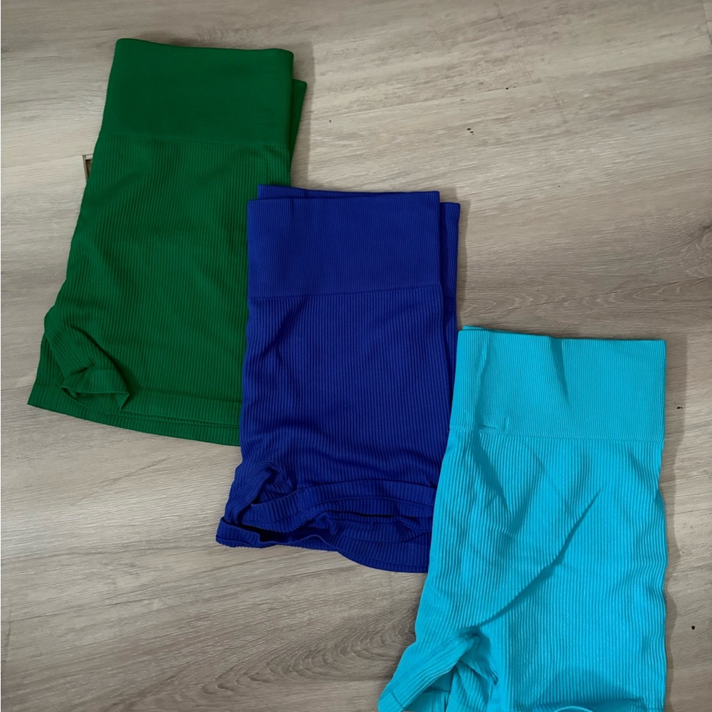 Colsie Women's Athletic Shorts Set - Green, Blue, and Teal